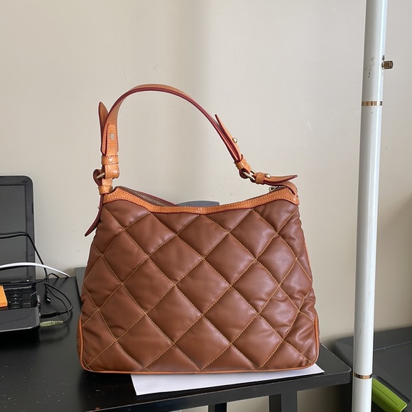 Dooney and Bourke Quilted Hobo Bag in Brown/Cognac (J2426800) - Picture 2 of 9